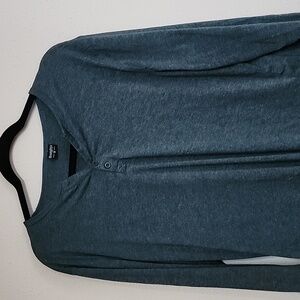 Dark seafoam green long sleeve button up henley